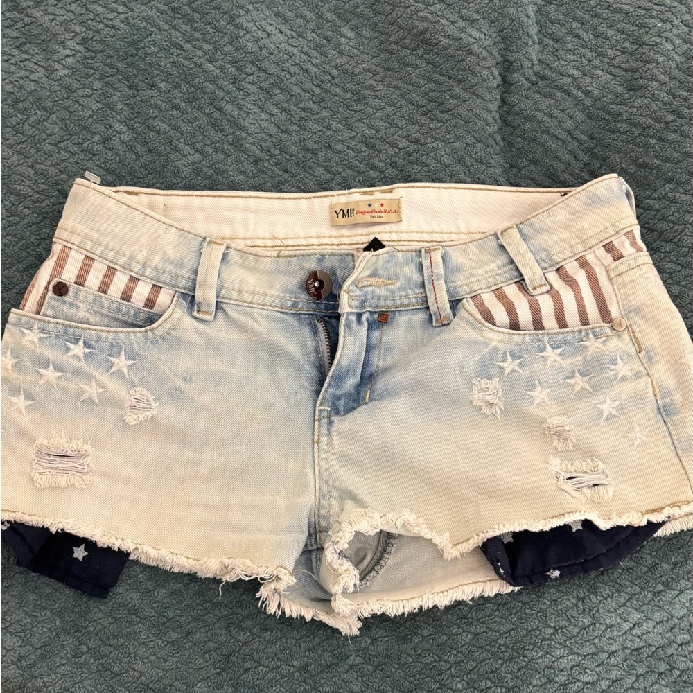 YMI Light Blue Star-Patterned Jean Shorts